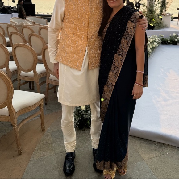 Navy Blue Sari for Indian Wedding - With adjustable clasps to help put it on! - Picture 1 of 5